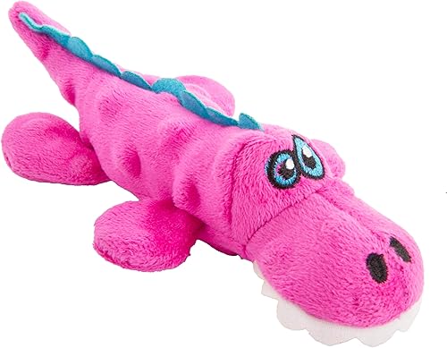 goDog Just For Me Gators - Juguete chirriante de peluche para perro, tecnología Chew Guard, rosa, mini