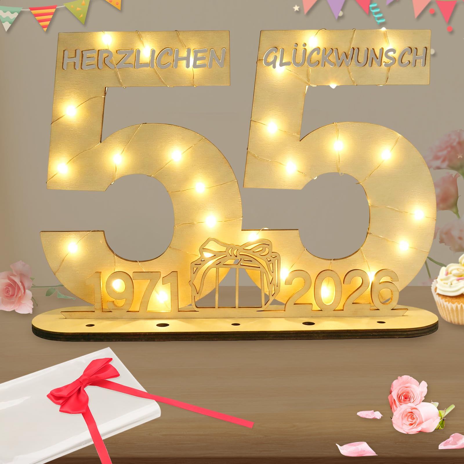 Seutgjie Geldgeschenke Geburtstag Geburtstagszahlen Holz Schild Gästebuch für Mann Frau für Hochzeit Jubiläum Tischdeko