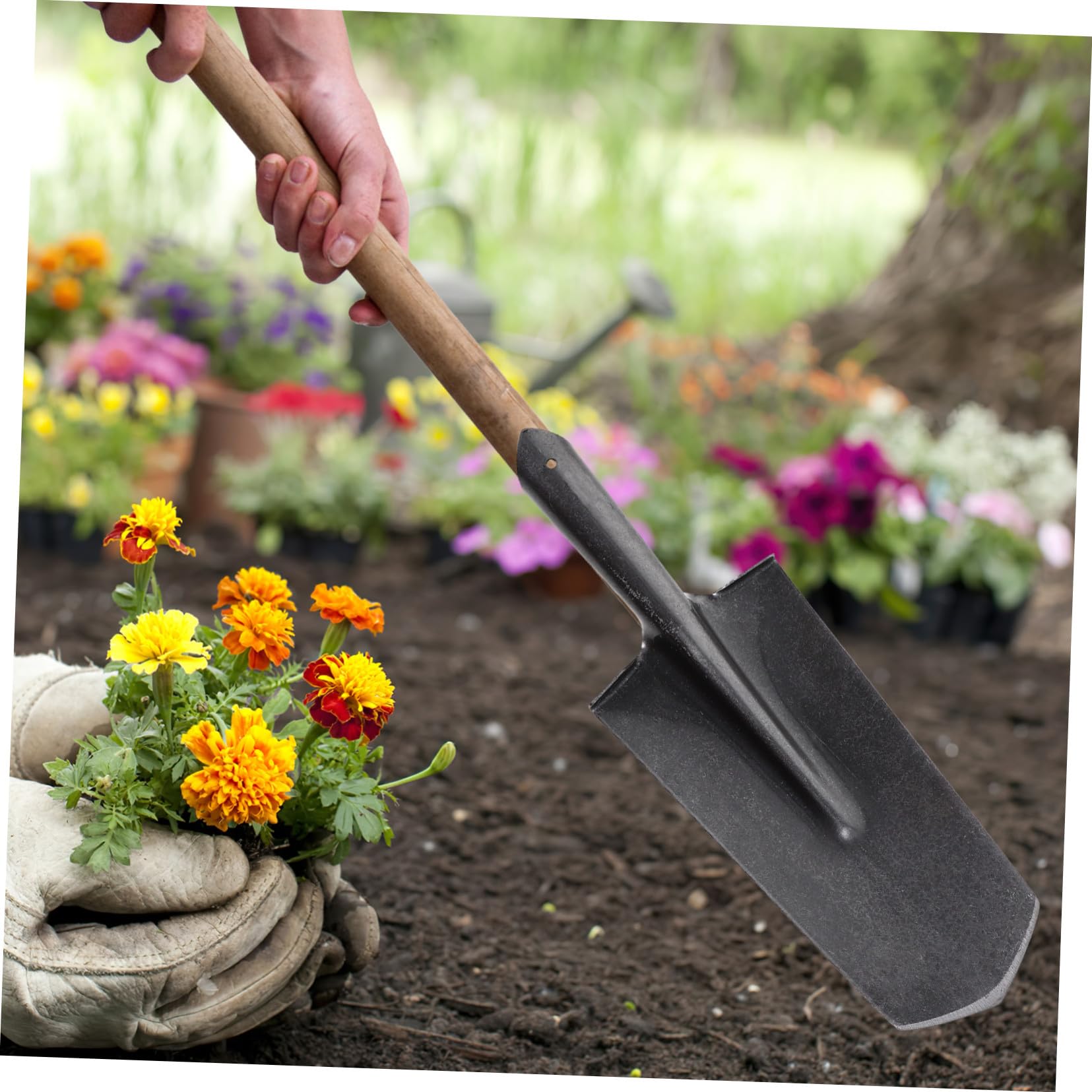 Leichter Handspaten aus Manganstahl mit Robustem Spatengriff für Gartenarbeiten und Outdoor Aktivitäten zum Graben und Pflanzen