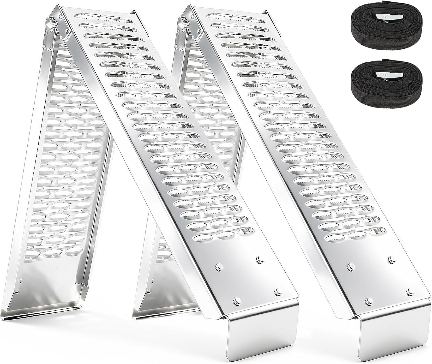 Portabe Folding Steel Ramps, 1000 lbs,77" 2-Pcs Heavy-Duty Ramps with Wider Ramp Surface, Anti-Slip Stable Loading Ramp, Fit for Motorcycle, Dirt Bike, ATV, UTV, Lawn Mower, Electric Bicycle