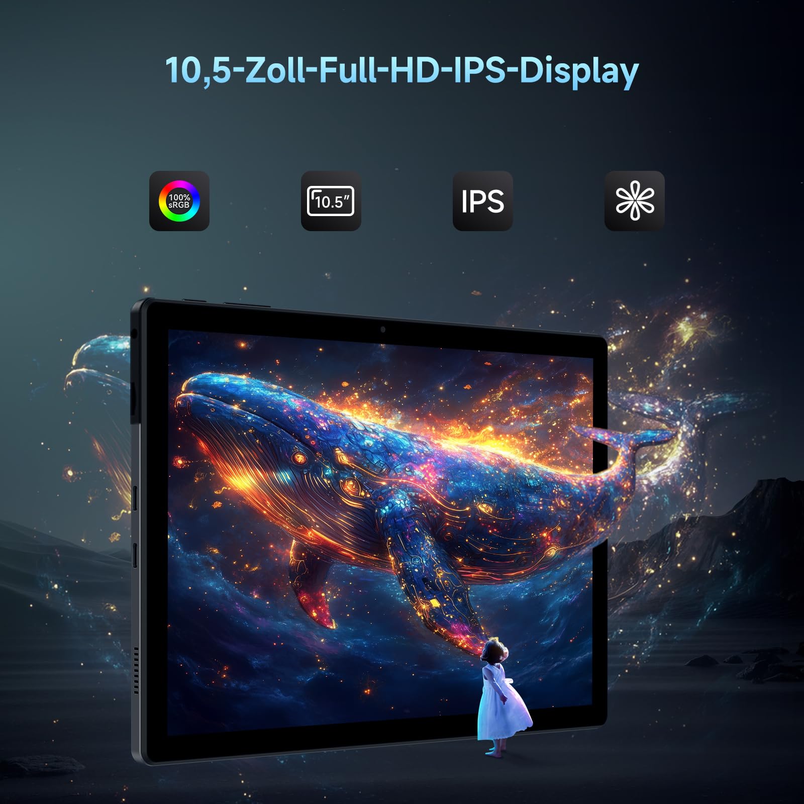 ALLDOCUBE iPlay70 S Tablet mit 10,5 Zoll, Android 15, 12 GB RAM + 128 GB ROM (1TB TF), 1920×1280 FHD+ IPS Display, Achtkern Prozessor, WiFi 6, Bluetooth 5.2, 3,5mm Audiobuchse, 6000 mAh Akk