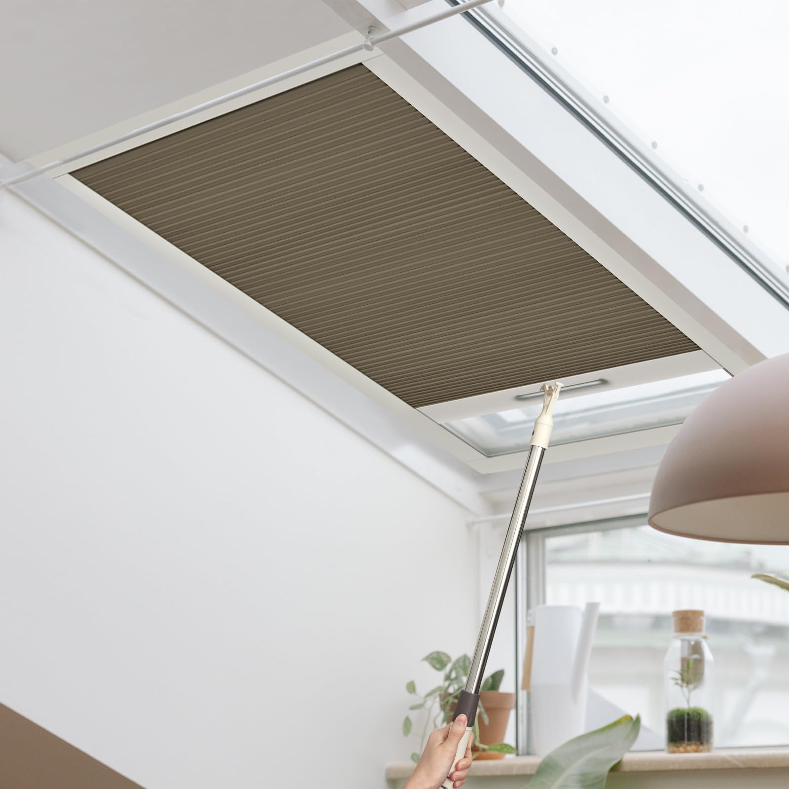 Keego Skylight Blinds for Roof Window Blackout Pleated Blinds Energy Saving Noise Reduce Cellular Shades Easy to Install (Coffee, Custom Size)