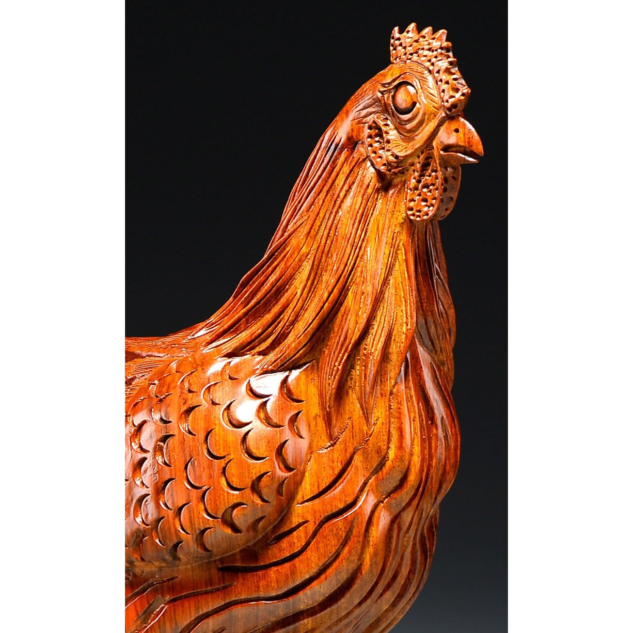 Dekoracje na biurko, rzeźba w drewnie, ornament kurczaka, rzeźbione zwierzęta, dekoracja do domu, salonu, biura, rzemiosła mahoniowego, (30 cm)