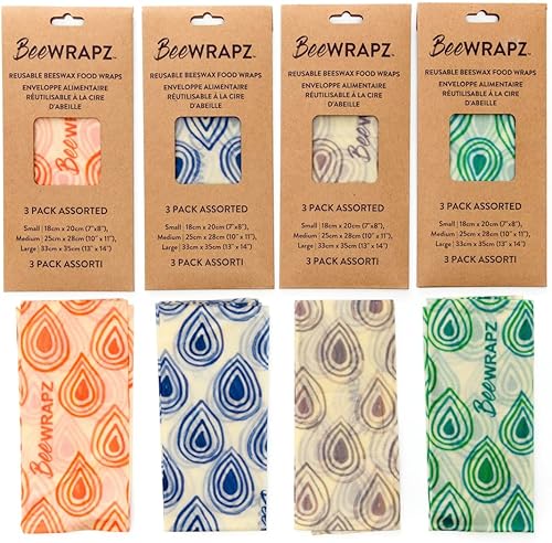 BeeWRAPZ Paquete de 3 envolturas reutilizables de cera de abeja (naranja)