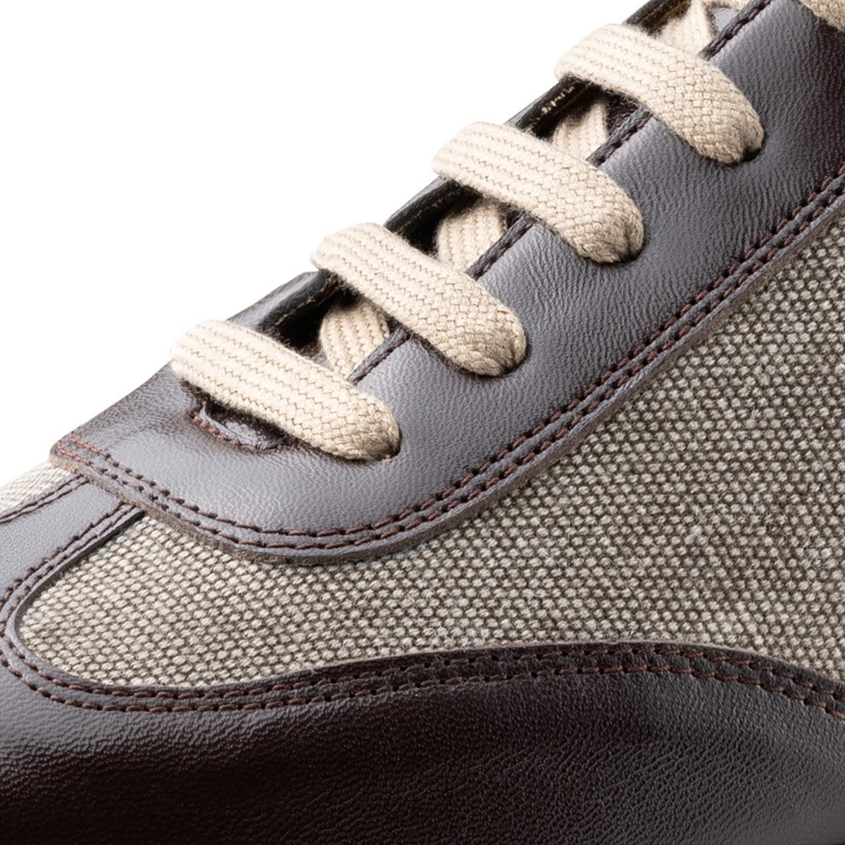 Werner Kern Herren Sneaker Tanzschuhe Positano 28062 - Leder Braun/Canvas Beige - 1,5 cm Keilabsatz - Rauledersohle - Made in Italy