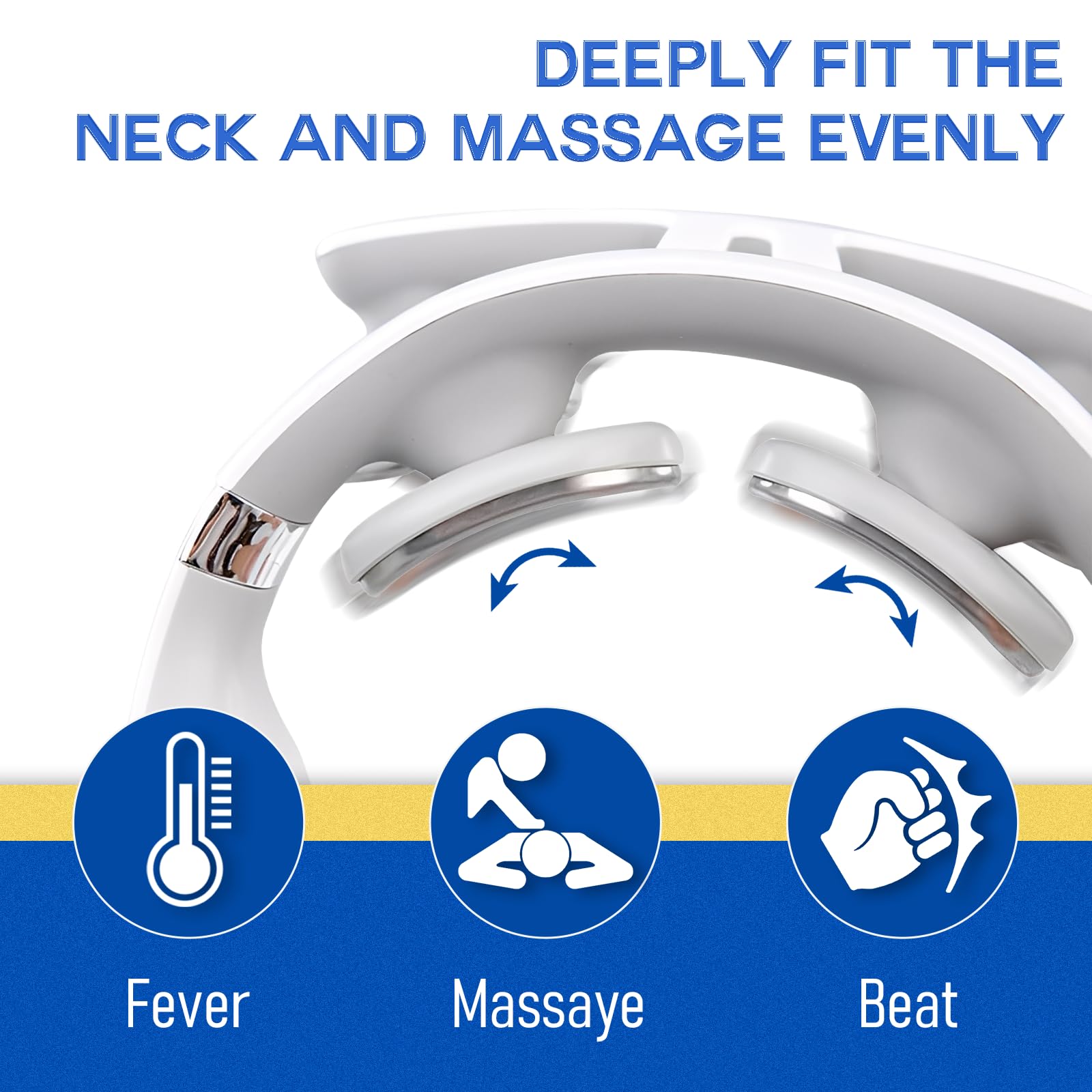 Masajeador de cuello eléctrico con calor - 2.0 Pro 4 cabezas de masaje cervical para alivio del dolor de hombro, 16 niveles de intensidad, diseño ergonómico portátil para masaje de nervios para el