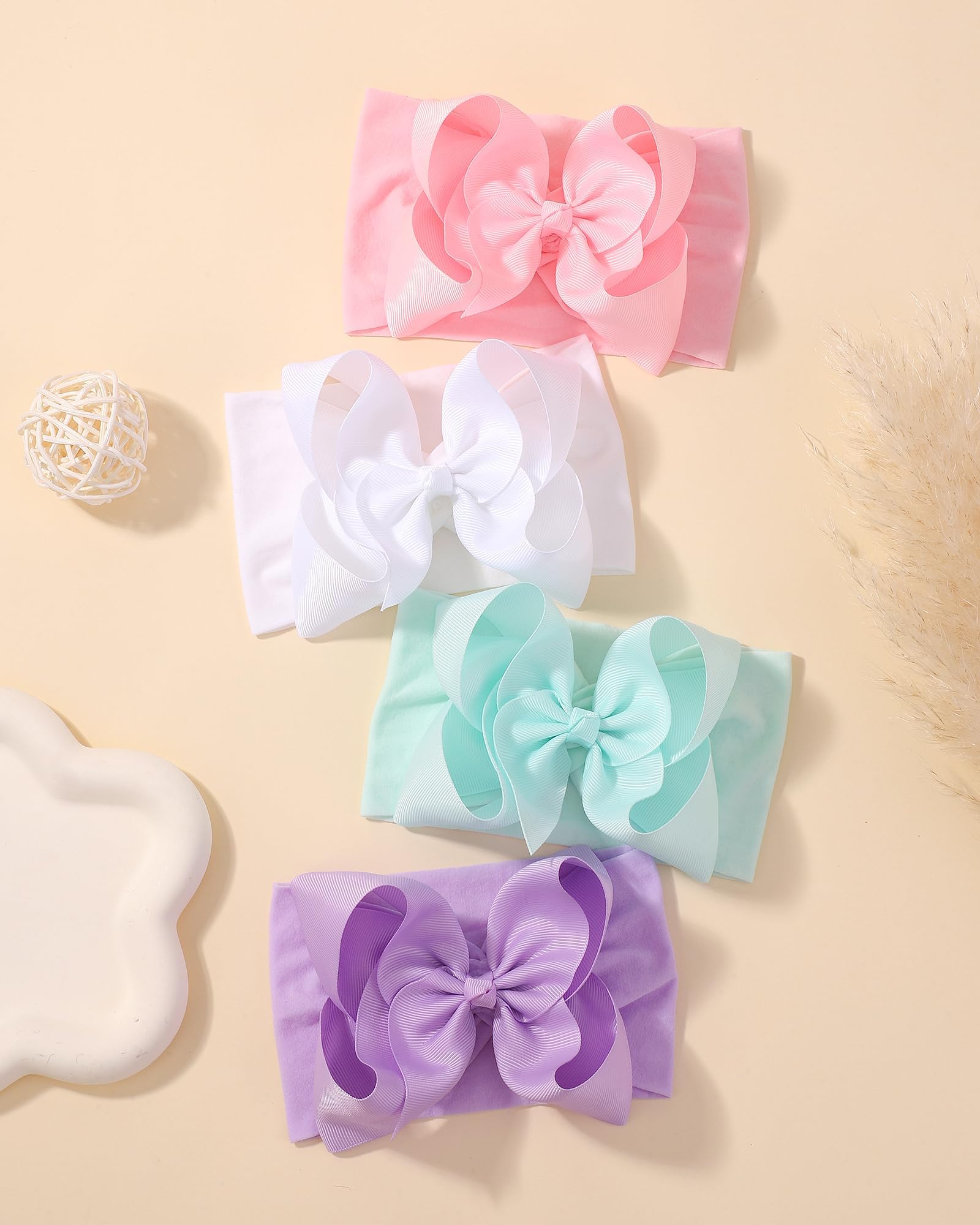 doboi 20 Stück Baby-Schleifen, Baby-Haarbänder aus Nylon, mit Schleife, handgefertigt, elastisch, für Babys, Mädchen, Neugeborene, Säuglinge, Kleinkinder und Kinder