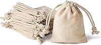 JIAKAI 20 Pack 3x3.7 Inch Double Drawstring Cotton Muslin Bags for Jewelry Beads Spices Herbs Tea Gifts
