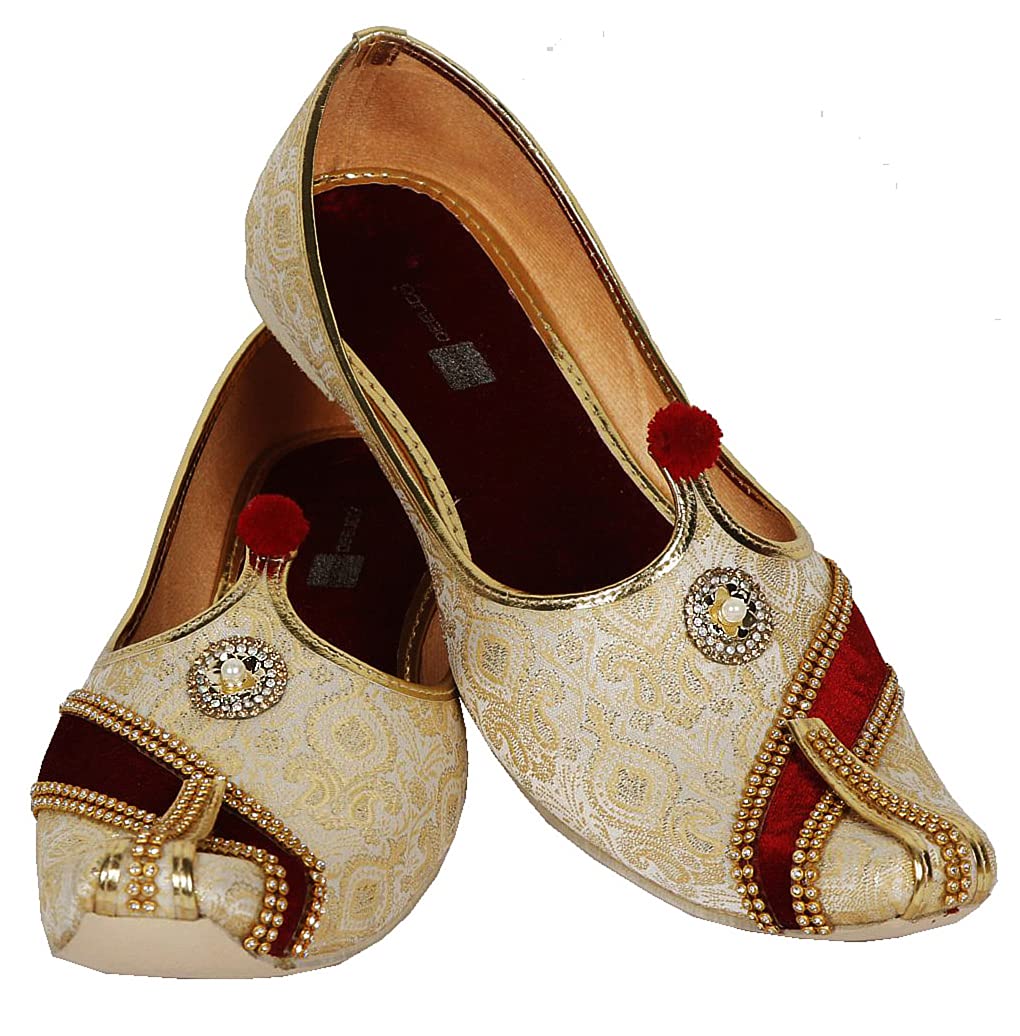DEEUCO Men's Golden Premium Wedding and Sherwani Jutti, Mojari, 6 (8)