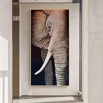 手描き油絵 七色の象 絵画 インテリア 油彩画 絵画 ｜手描き