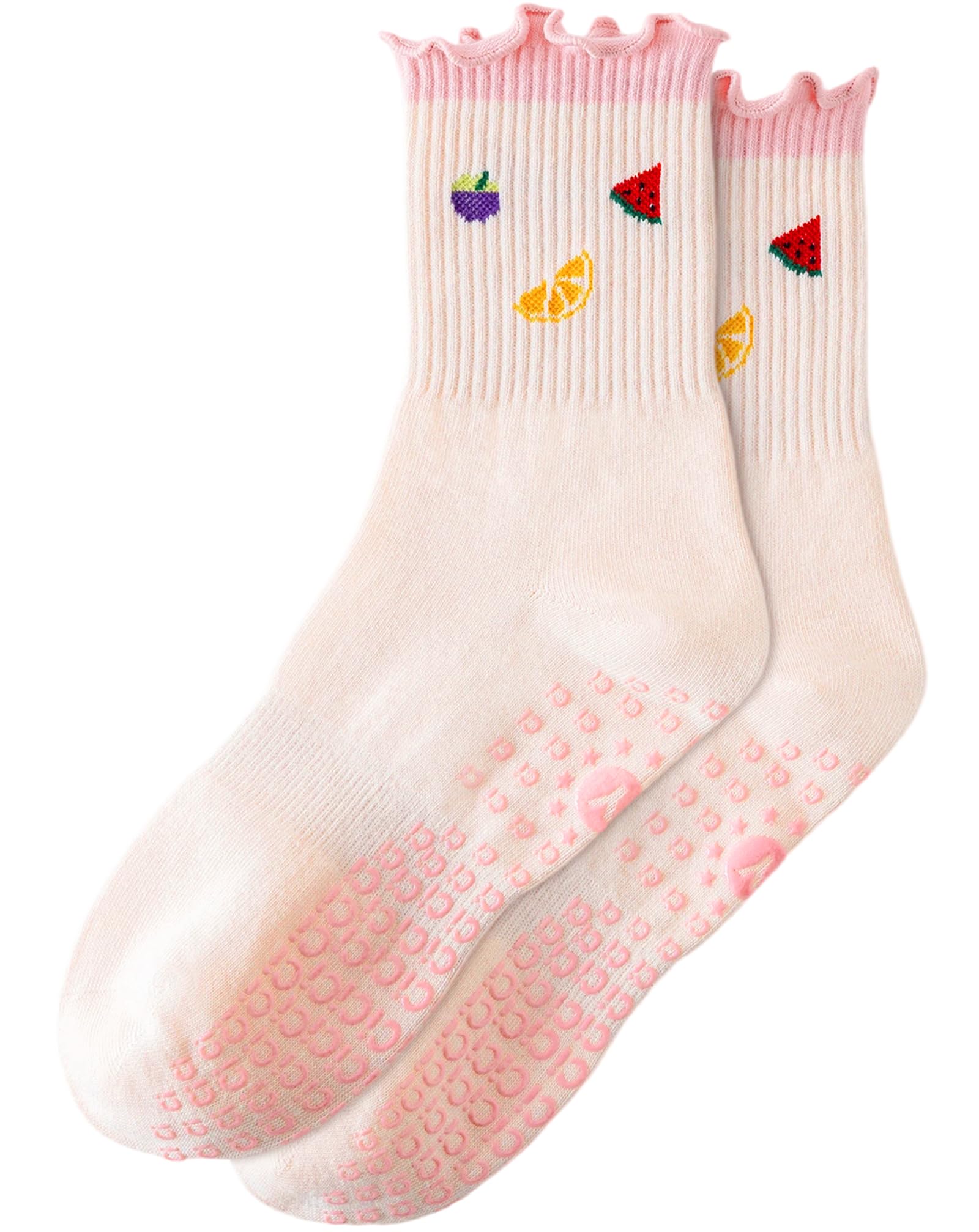Yawlsow Pilates Stoppersocken für Damen Rutschfeste Yoga Grip Socken | mit Noppen niedlich und bequem für Reformer Ballett Barre Tanz Trampolin Krankenhaus Fitness Zuhause Atmungsaktiv