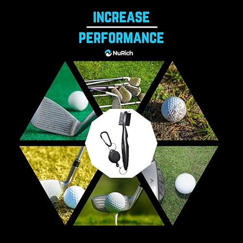 Miniatura 4 de NuRich Tiger Golf Club Groove Brush Cleaner ligero de doble cerdas Accesorios de golf Herramienta de limpieza con mosquetón retráctil de aluminio de