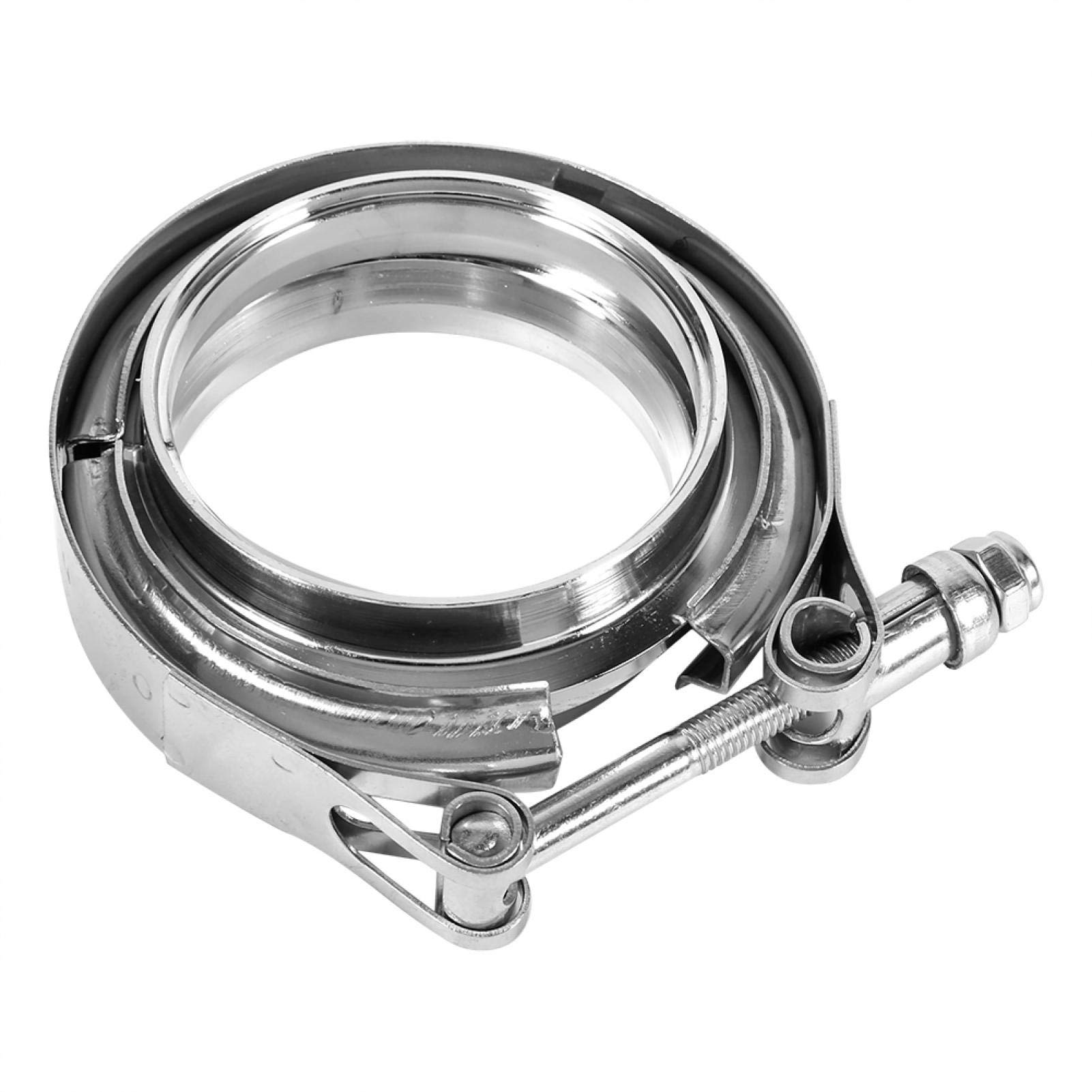 Kit de serrage en V, 7,6 cm en acier inoxydable V-Band Clamp Turbo Downpipe Collier d'échappement avec 2 brides Kit de tuyau d'échappement Turbo Bride mâle femelle en acier inoxydable