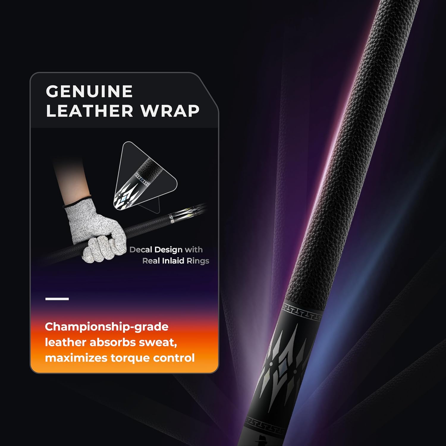 Carbon Fiber Pool Cue Stick with Case, 2pieces 58inch Low Deflection Professional Cue Stick for Billiards, Pro Taper Carbon Fibre Shaft with Genuine Leather Wrap and 12.5mm Tip (19oz-20oz)