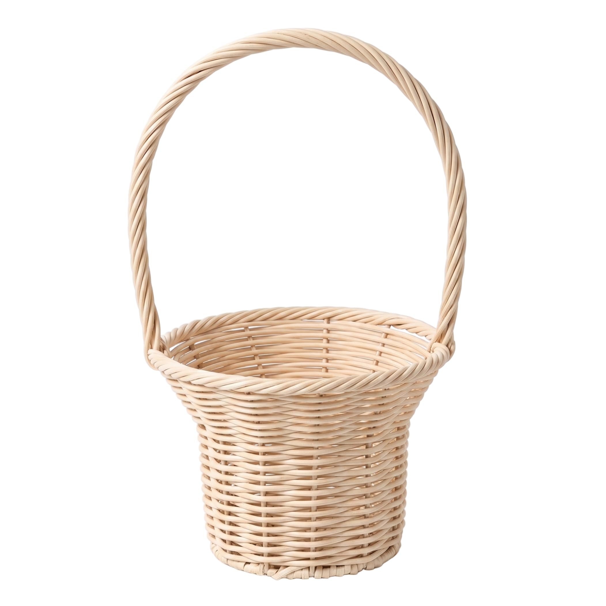 Perodlly Basket For Flowers, Handmade Wicker Flower Girl Baskets With Sturdy Handle - Imitation Rattan Flower Basket For Flowers, Easter, Picnic (18-inch Opening)..