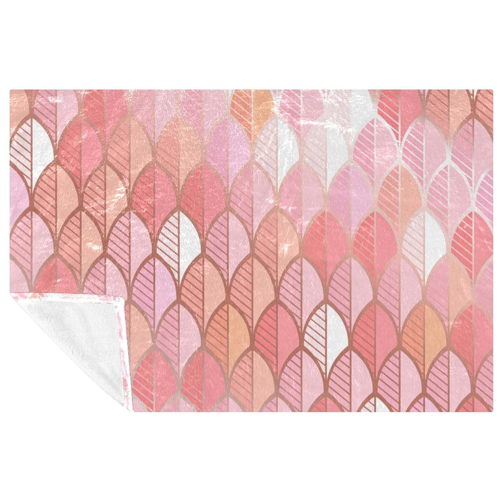 Couverture douce or rose 150x100 cm : un plaid chaud imprimé feuilles