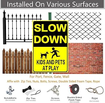 SLOW DOWN 子供とペットの標識 約40cm x 30cm SLOW DOWN 子供とペットの標識 約40cm x 30cm