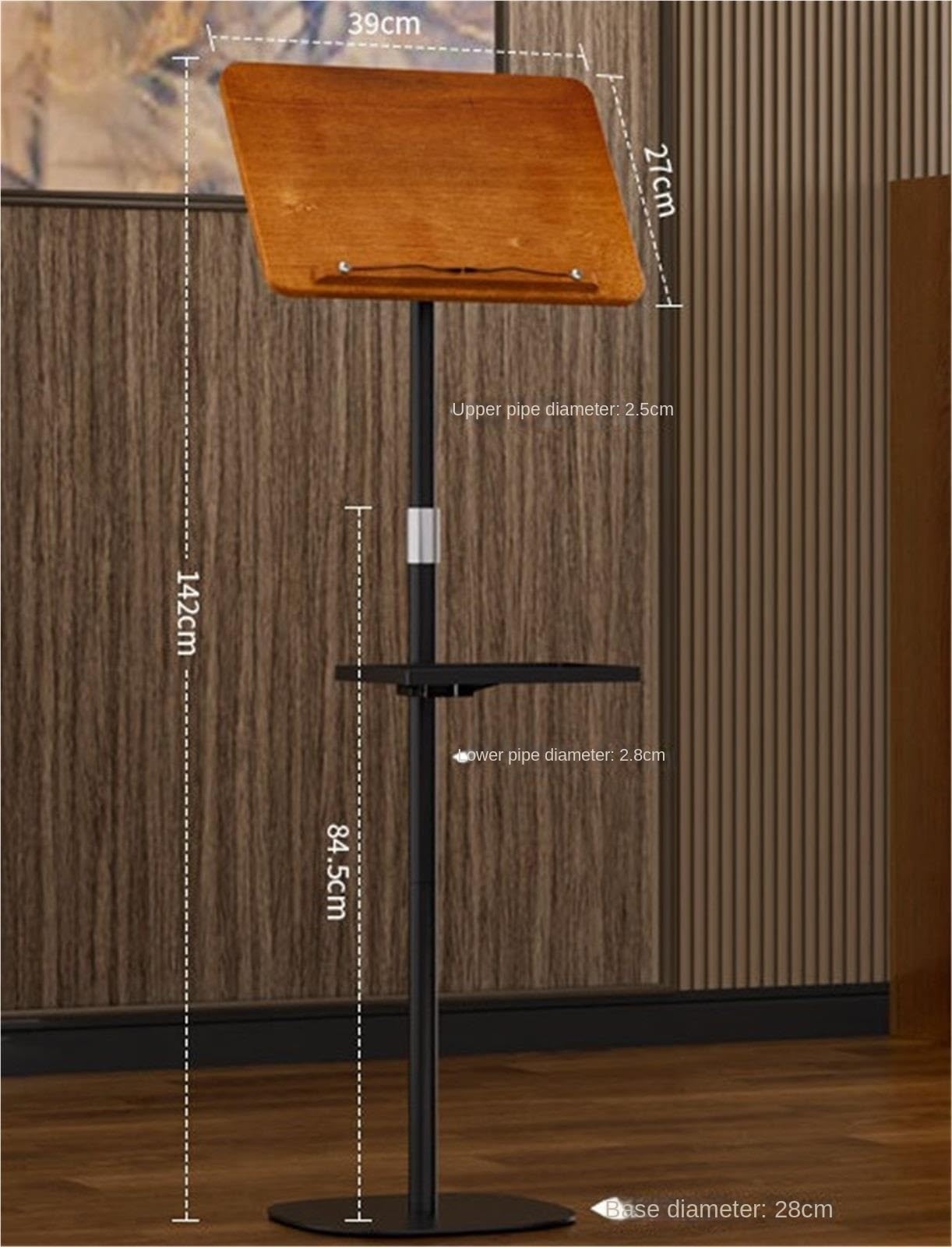 Pulpit na Nuty Pulpit Orkiestrowy Rozkładany Pulpit Na Nuty, Regulowany Na Wysokość, Przenośny Pulpit Na Nuty Z Drewnianą Tabliczką Orkiestrowy Stojak na Nuty