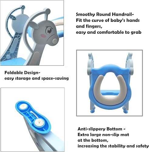 Vista 90 de HTTMT - Escalones infantiles con asiento de bebé para baño, ET-BABY001/002 Verde