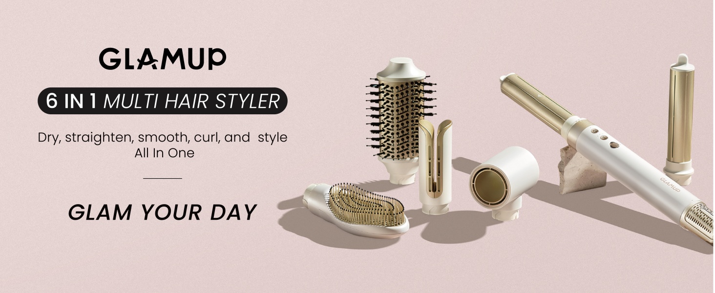 GLAMUP 6-in-1 Hair Styler | Dual Voltage Air Wrap & Curl – GLAMUP Hair Styler