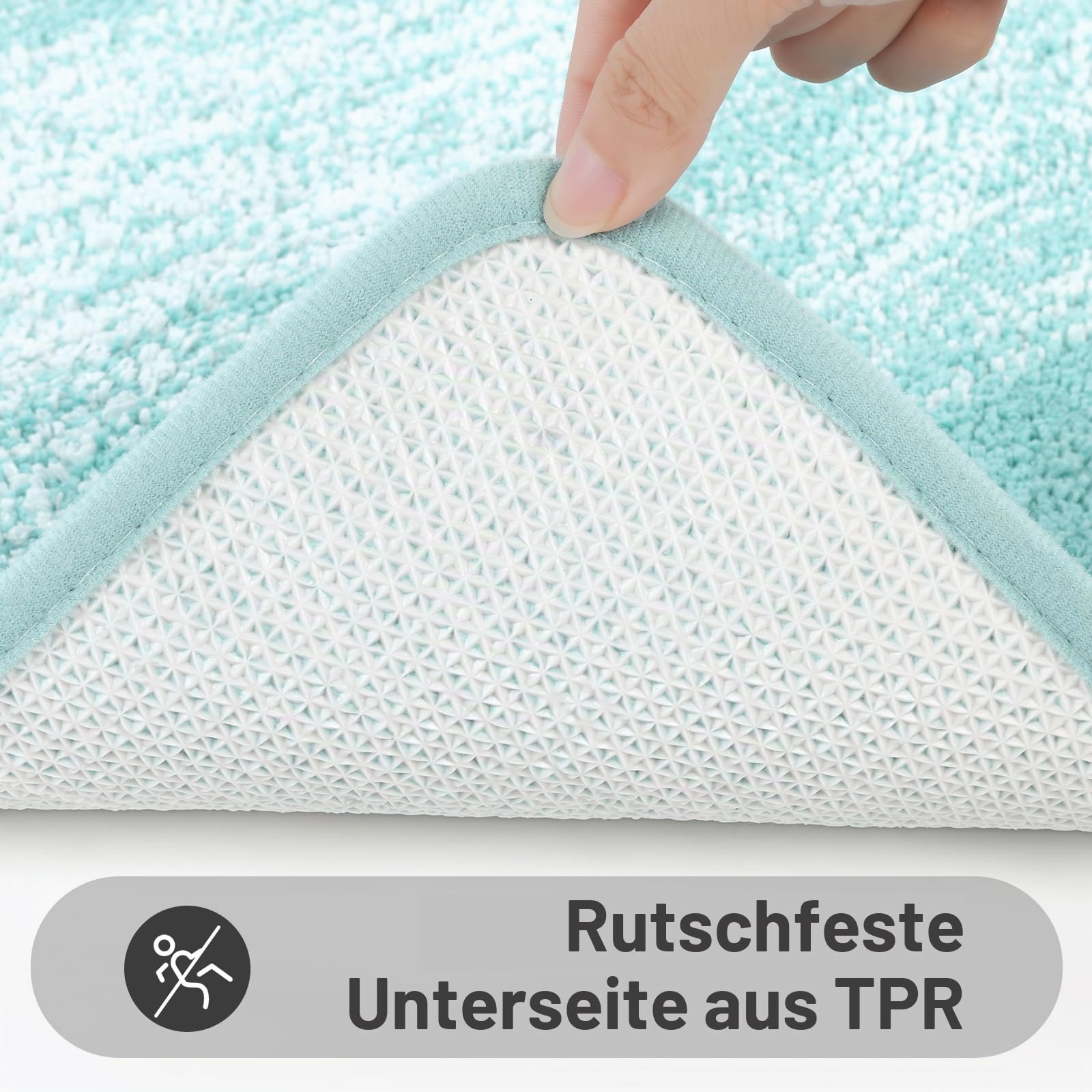 Bsmathom Badteppich-Set 4-teilig mit WC-Deckelbezug und Teppich-Set, saugfähige rutschfeste Badteppiche waschbar, weiches Hochflor-Badezimmermatten-Set mit U-förmigem Toilettenvorleger für Badezimmer,