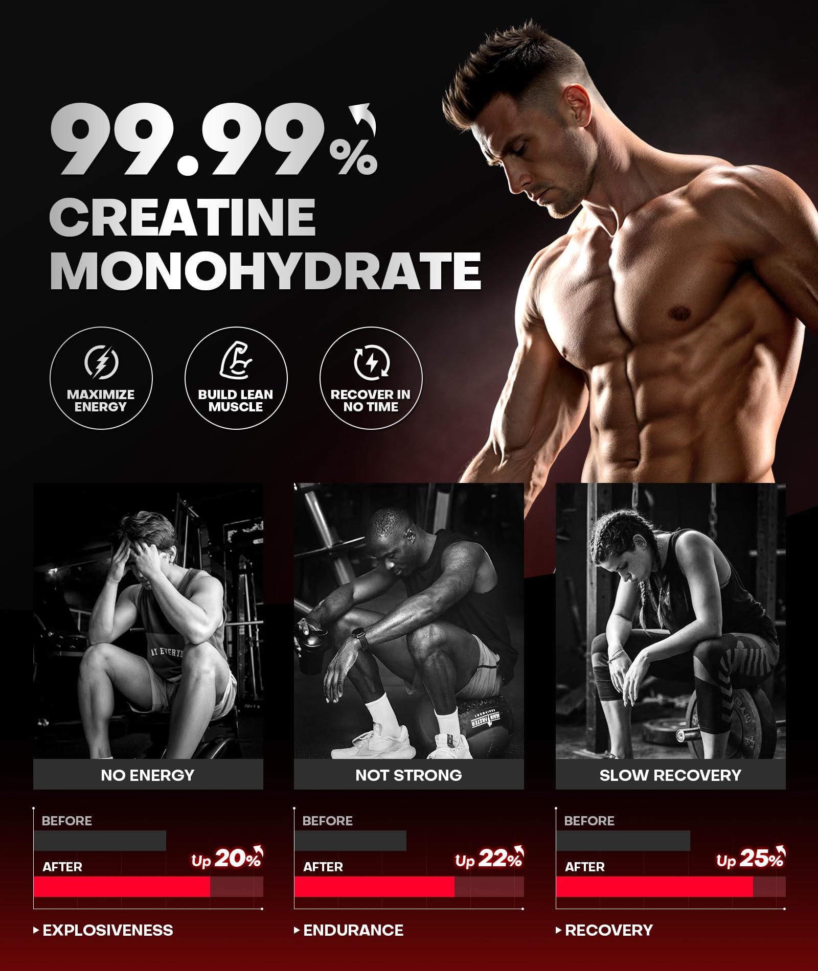 Instant Boost Creatine Monohydrate Gummies, Complex Formula with Real 5000mg Creatine, L-Taurine, B12, Mg & K, Pre-Workout Creatine for Women & Men to Support Energy, Muscle, Recovery, 0 Sugar, Vegan — Amazon image 2