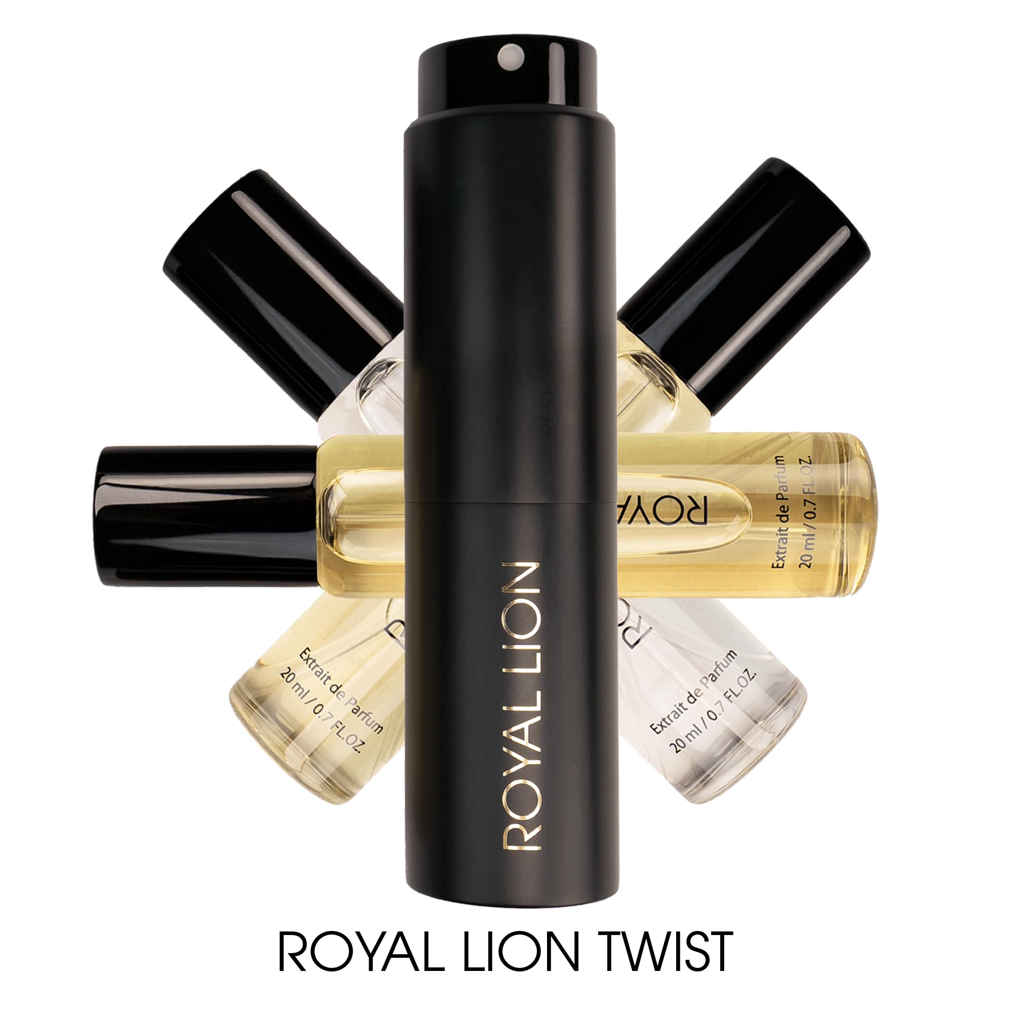 Royal Lion Twist Case Parfum Travel Set 2 - Reisezerstäuber - Hochwertiger Suit mit Extrait de Parfum "QUEEN FOR WOMEN", Sinnlicher Amberduft mit blumig-holziger Note, 2 x 20 ml