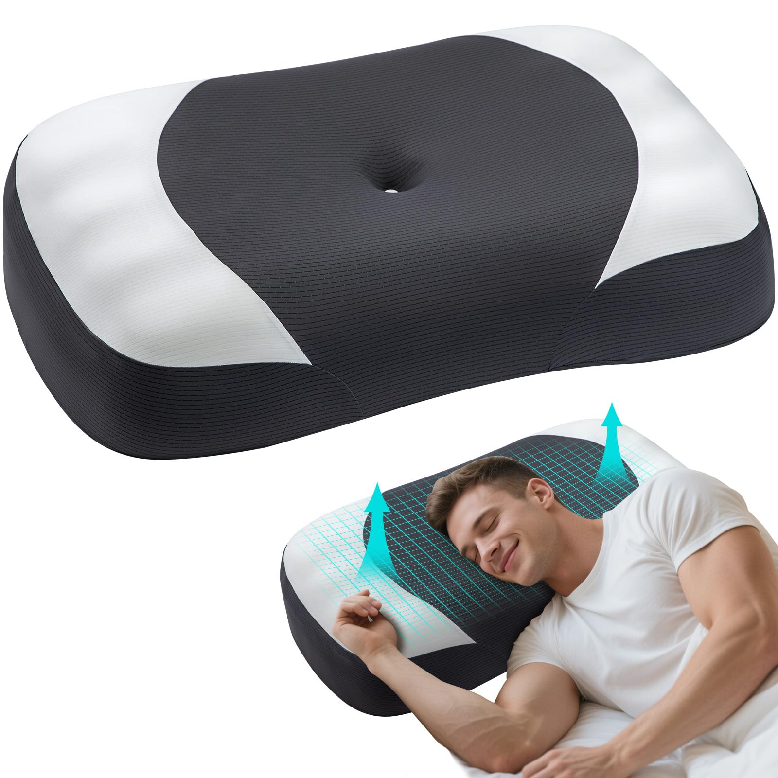 Photo 1 of MOONOUU King Size Cervical Pillow for Side Sleepers, High Loft Contour Memory Foam Pillow for Neck & Shoulder Pain Relief, Ergonomic Support Pillow for Better Spinal Alignment with Cooling Cover