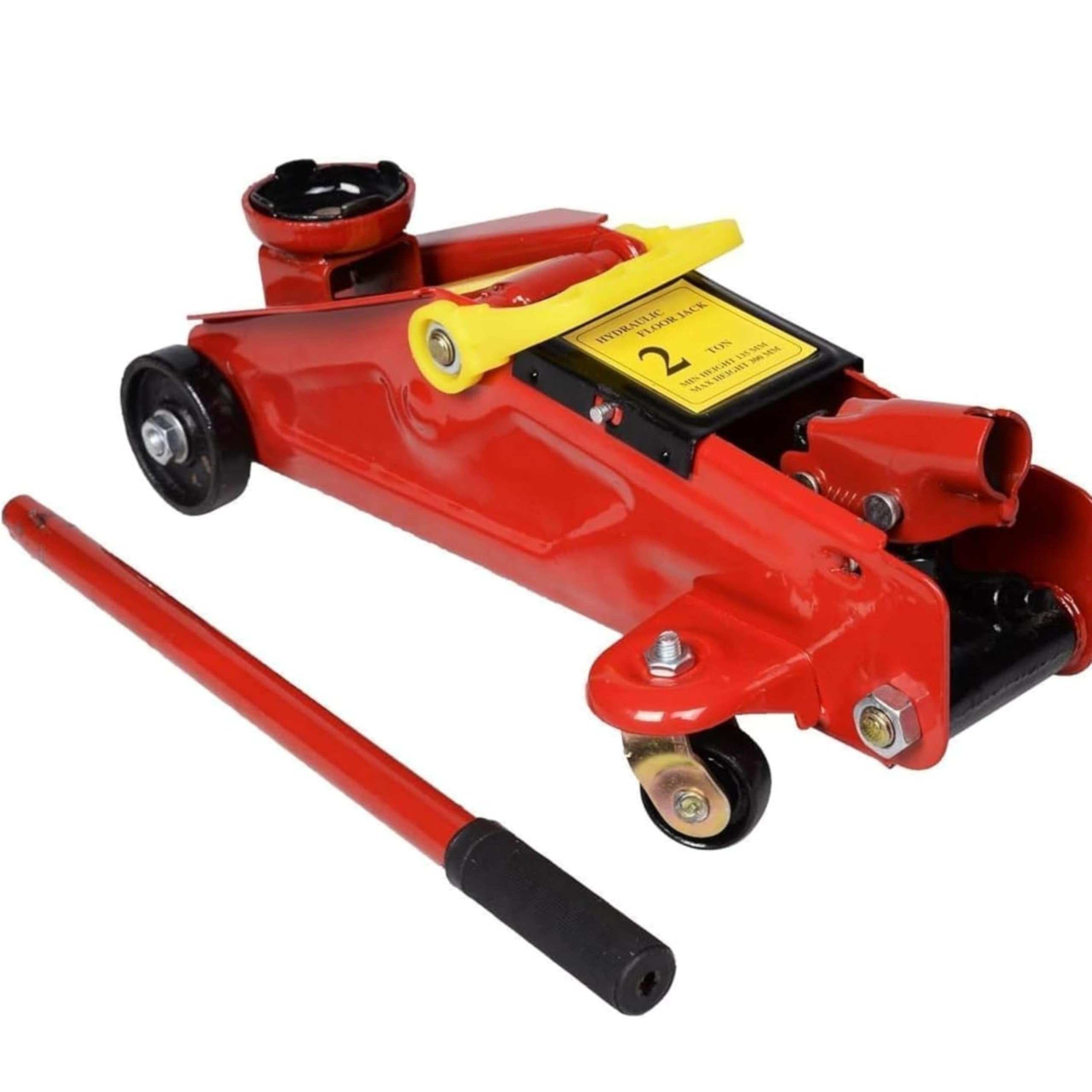 Yasta Cric Idraulico per Auto 2 Tonnellate a Carrello + Coppia Cavalletti Auto 3 Tonnellate Regolabili, Martinetto Sollevatore Professionale per Officina, Set 3 Pezzi