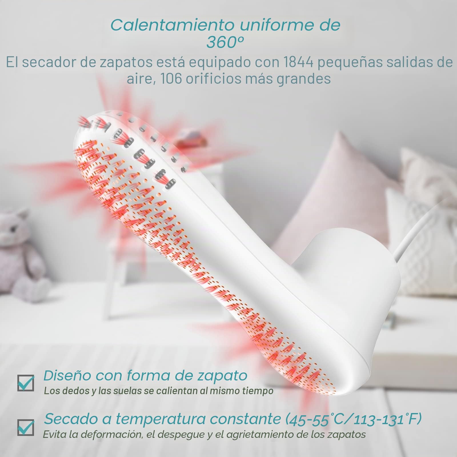 Voolex Secador Zapatos, Eléctrico Ozono Esterilización Ambientador con Temporizador, Botas Calentadas Calcetines Calientes, Especialmente para el Pie de Atleta, Forma de Pie Adulto | Bajo Ruido