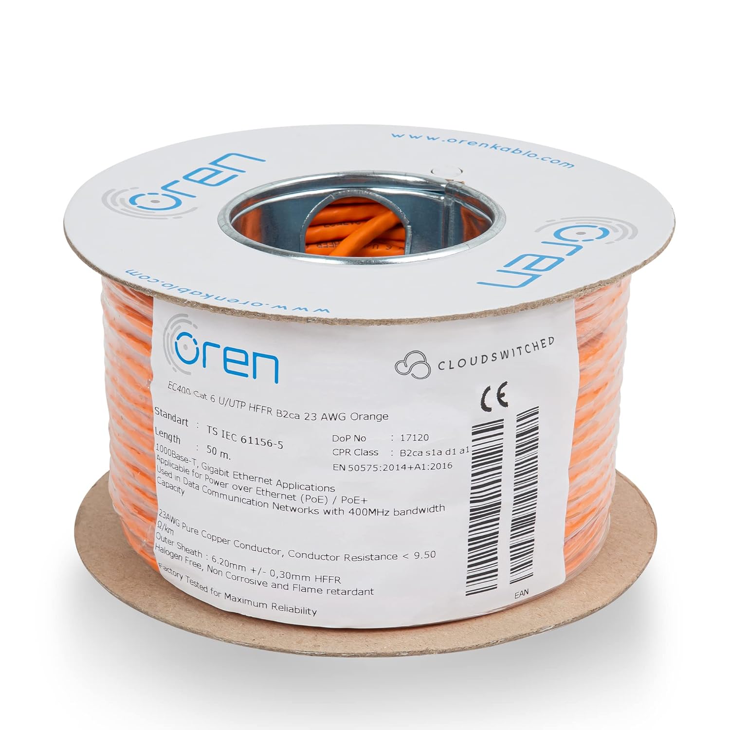 Oren CAT6 50m Cable 23 AWG Pure Copper Wire 400 MHz