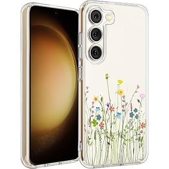 Unov Case for Galaxy S23 Clear Phone Case with Flower Bouquet Motif