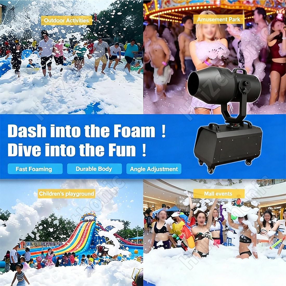 2000w Generatore Schiuma,Portata di 20 M³/Min | 120° Agitazione Automatica Della Testina,Area 50-80 M²,Per Giardino/Piscina/Eventi All'aperto/Compleanni/Celebrazioni