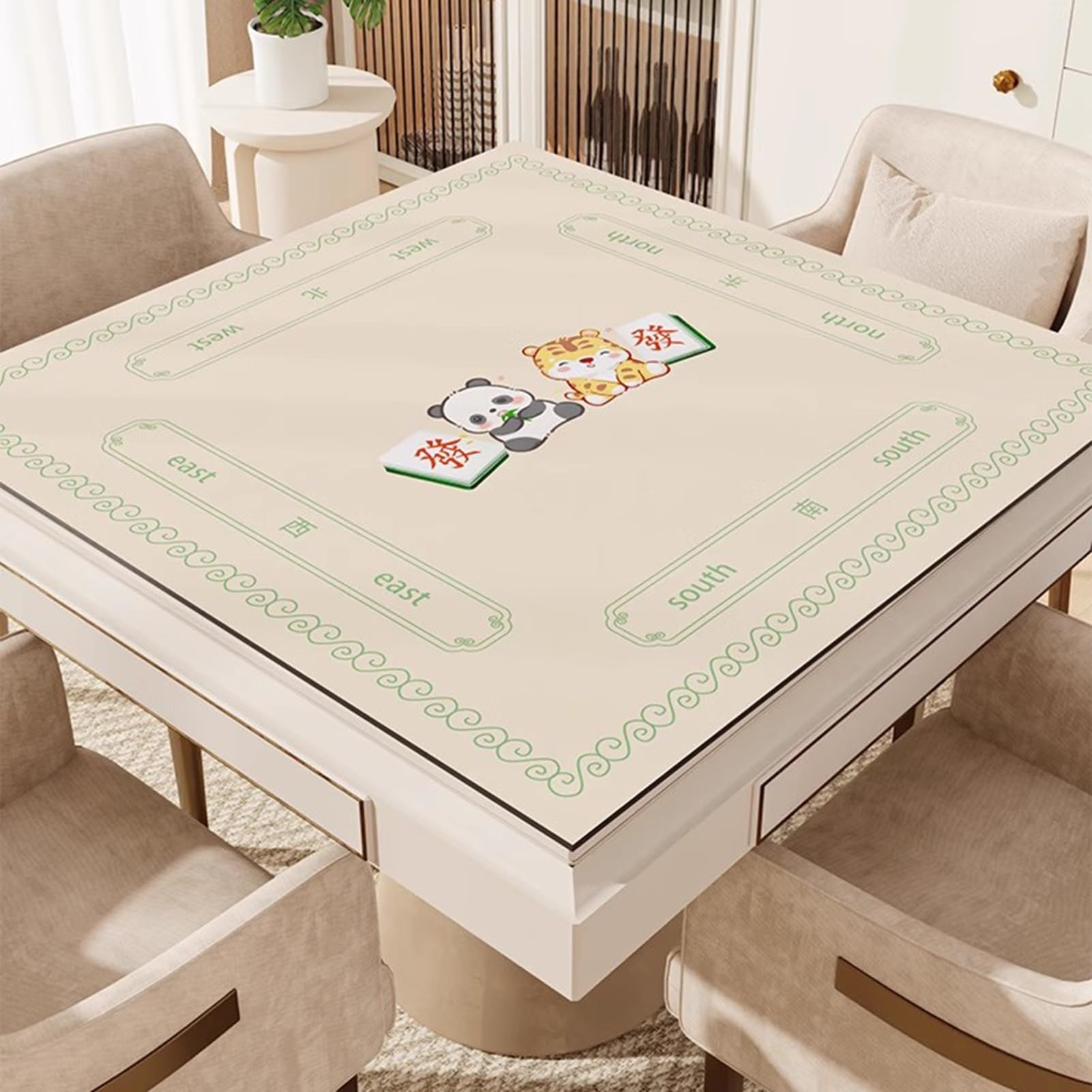 Miękka mata mahjong, cichy i redukujący hałas, obrus mahjong z torbą do przenoszenia, duża mata do zabawy do mahjonga, pokera, karty, gier kafelkowych (120 cm)