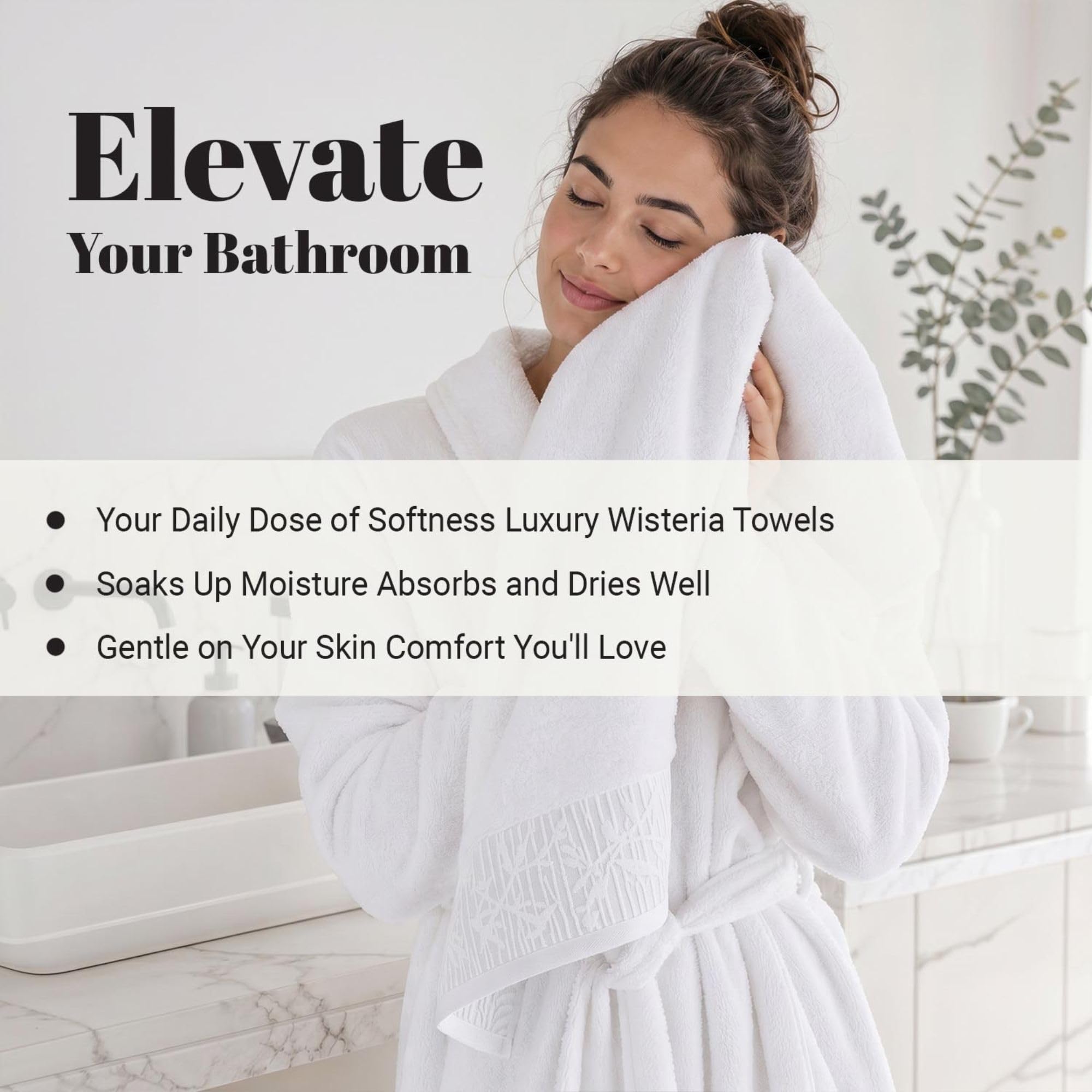 Superior Asciugamani in cotone (set da 4), bordo jacquard floreale, peluche, morbidi asciugamani per spa, palestra, bagno, cucina, arredamento, base per la casa, asciugatura quotidiana, collezione