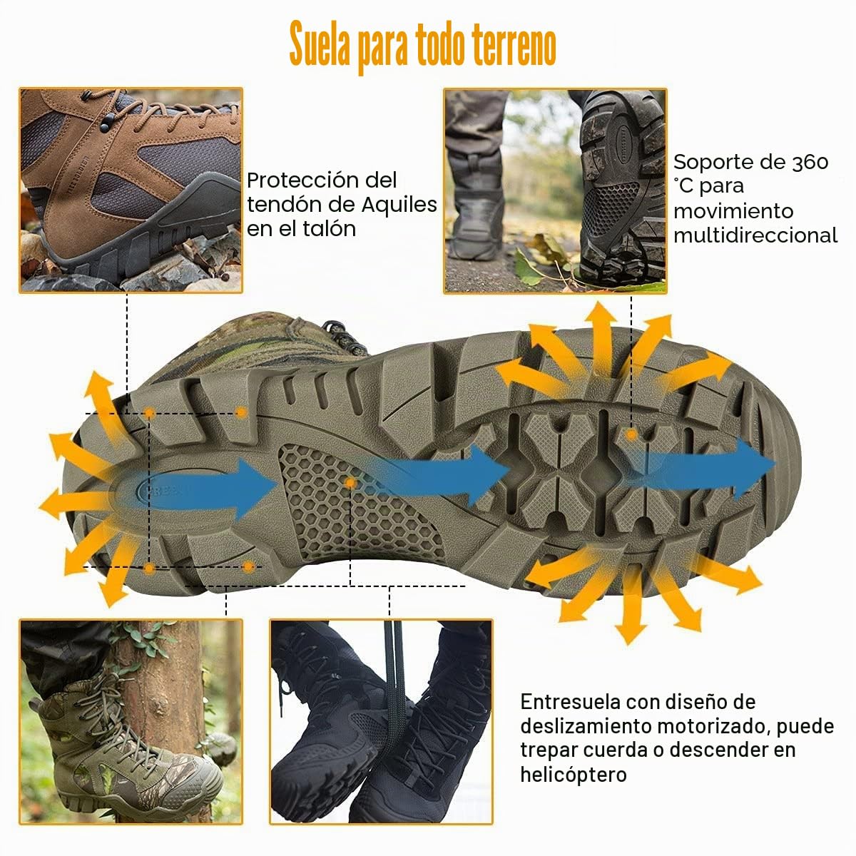 FREE SOLDIER Botas de Caza para Hombres Medio Alto Zapatos Botas Militares de Combate de Tiro Alto con Cordones Ligeros para Todo Terreno para Montaña Trekking