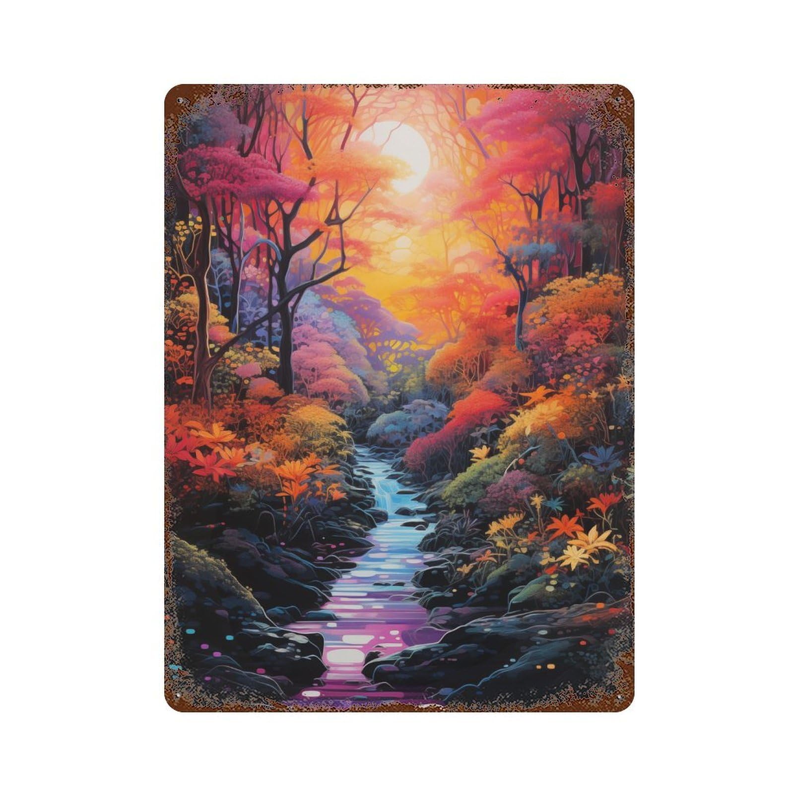 Enchanted Forest Pathway-3 Retro Metal Sign 15.7"x11.8", Old School Wall Decor for Garage, Bar And Workshop Decor