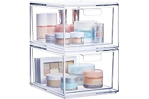 STORi Audrey Stackable Clear Bin Plastic Organizer Drawers | 2-Piece Set