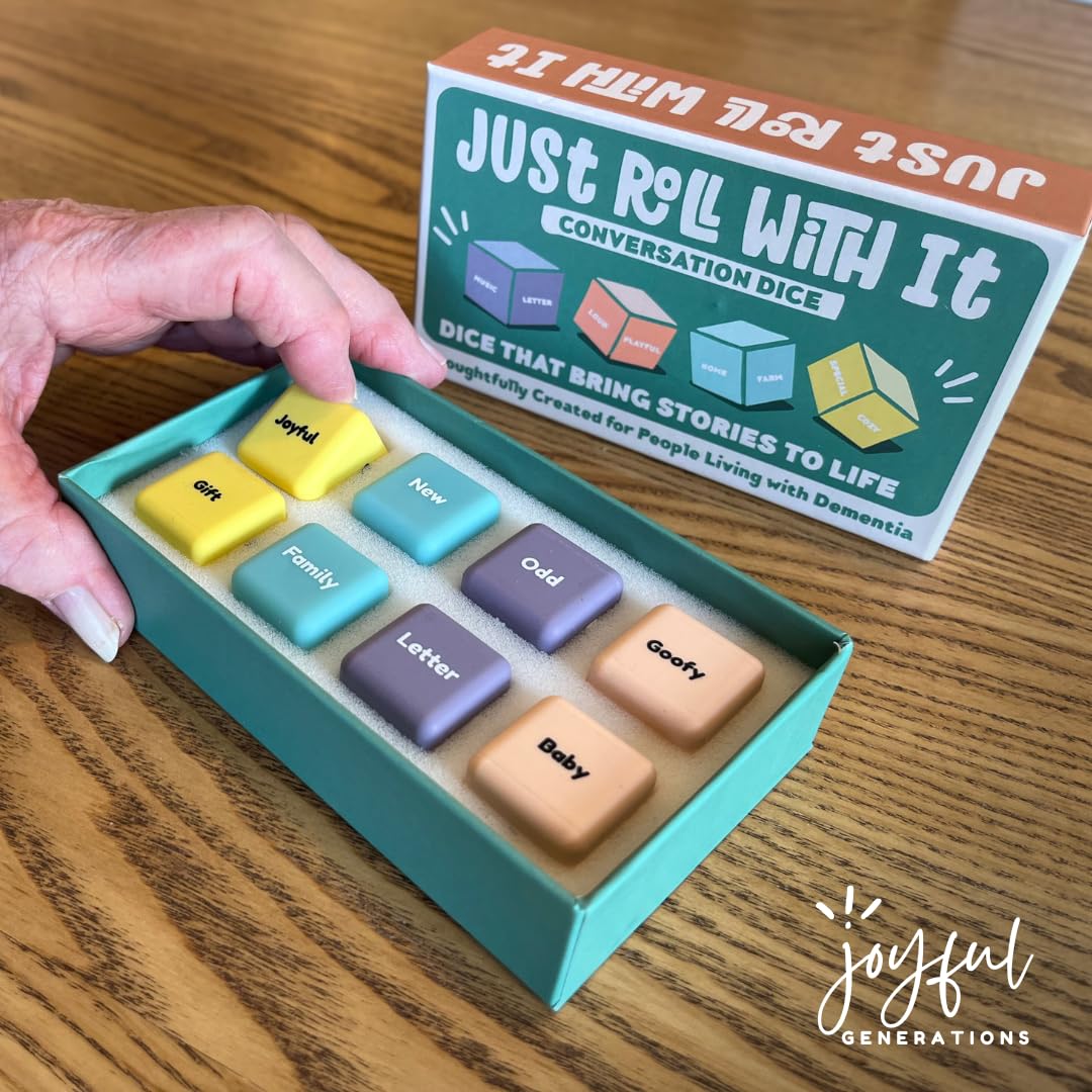 Just Roll With It Gesprächswürfel, Demenzaktivitäten für Senioren, Alzheimer und Demenz, ideal für Personen, die mit Demenz leben, Familien und Betreuer