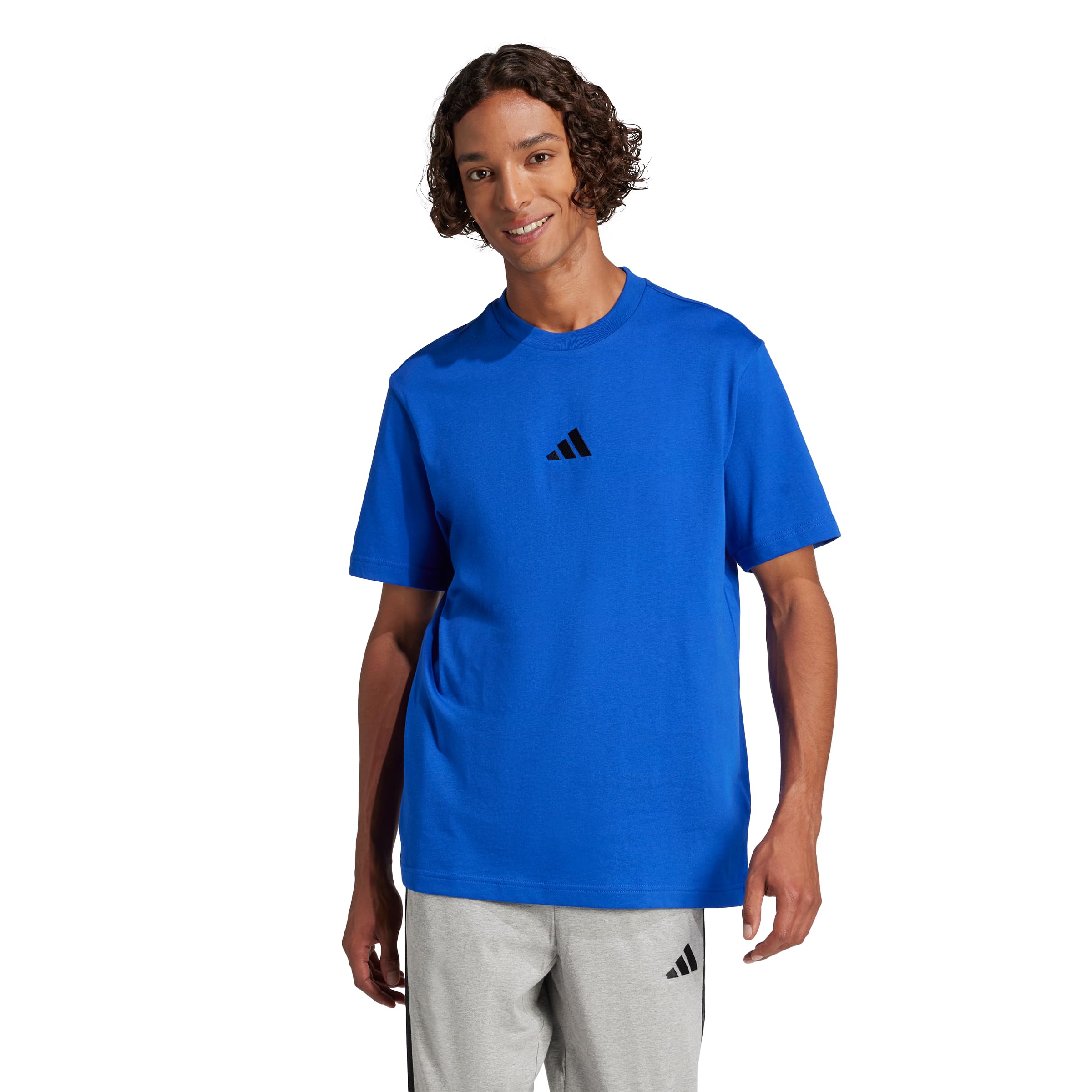 adidas Sportswear Men's Essentials Small Logo Jersey T-Shirt, Royblu/Black, Size L, Men