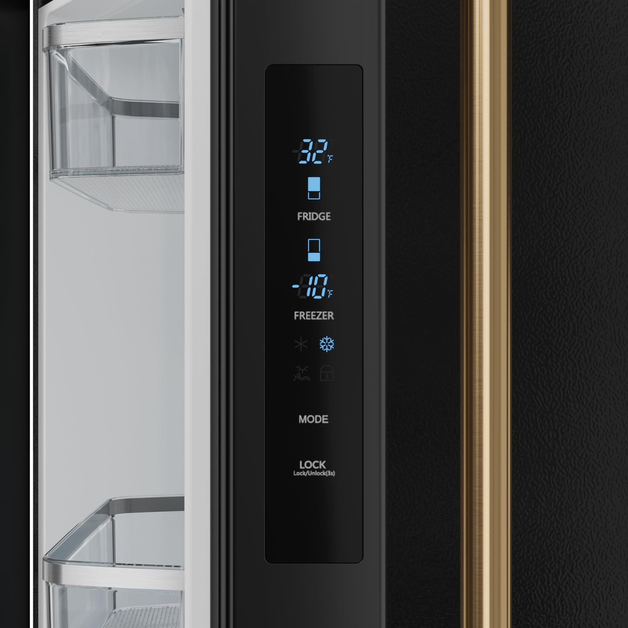 Thor Kitchen Gordon Ramsay 30 Inch 17.7 Cu Ft French Door Counter Depth Refrigerator With Ice Maker In Black/Bronze on Fridge.com - View 2
