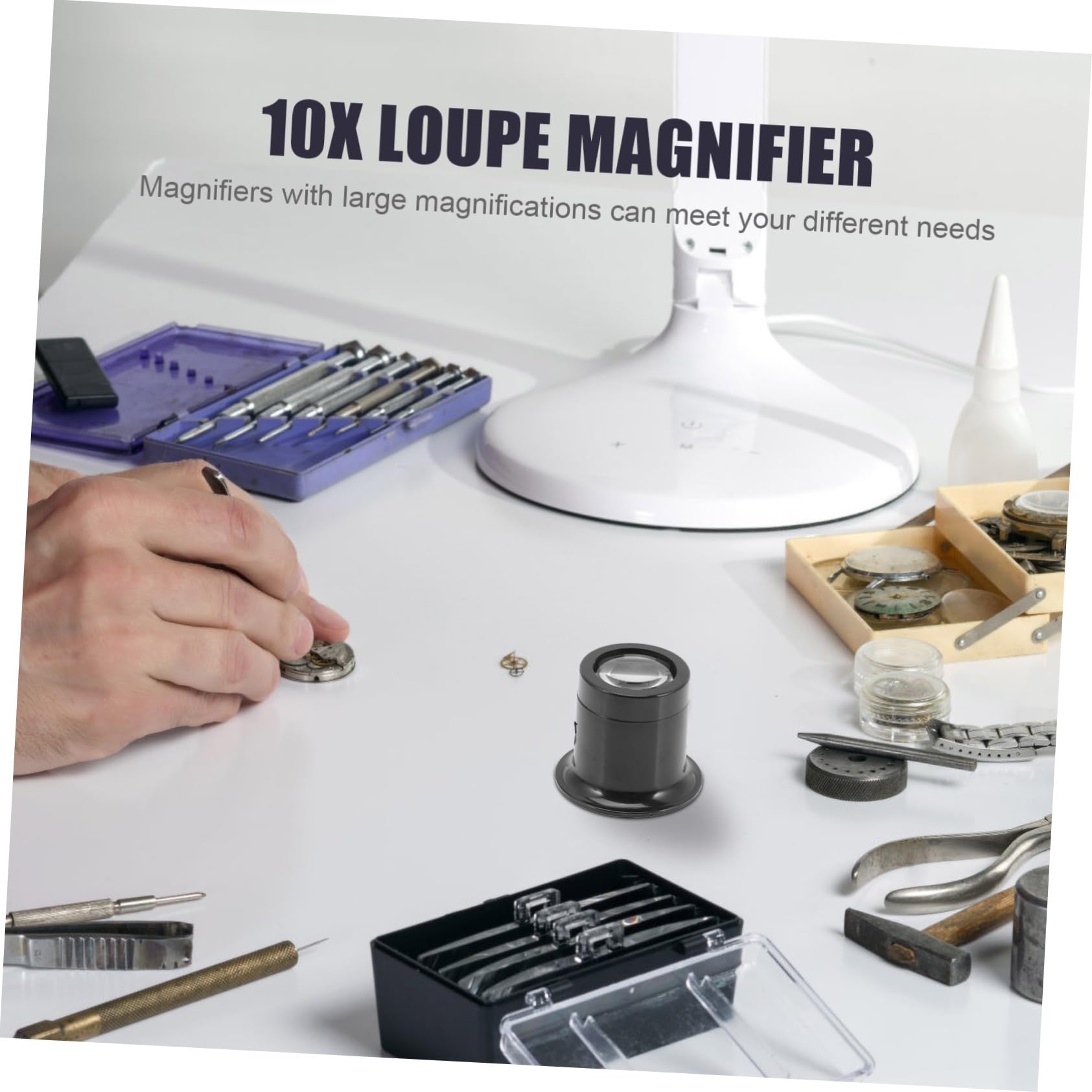 LALAFINA Jeweler Loupe Magnifier Watch Repair Loupe 10x Magnification Resin Loupe Magnifier Convenient Jewelers Loupe