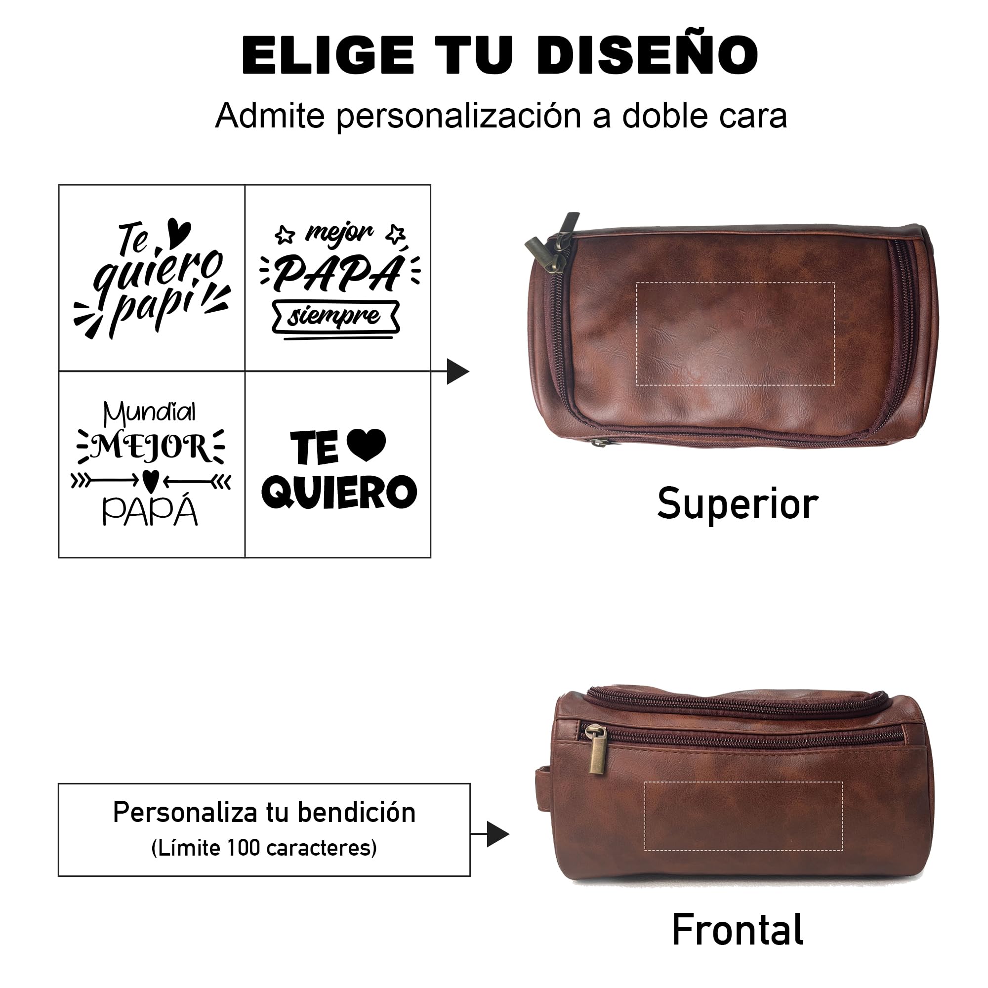 Easycosy Regalos Dia del Padre, Neceser Hombre en Piel Personalizado - Bolsa de Aseo Compacto para Viaje, Regalo para Papá, Amantes y Amigos