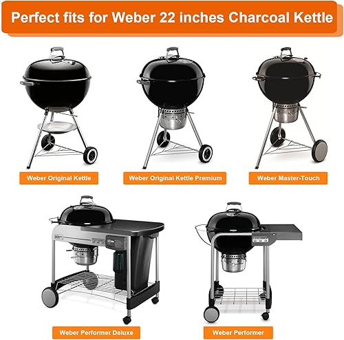 Miniatura 2 de GRISUN Kit de asador para parrillas Weber Kettle de 22 pulgadas, kit de anillos de asador mejorado para parrillas de carbón Weber, Napoleon,
