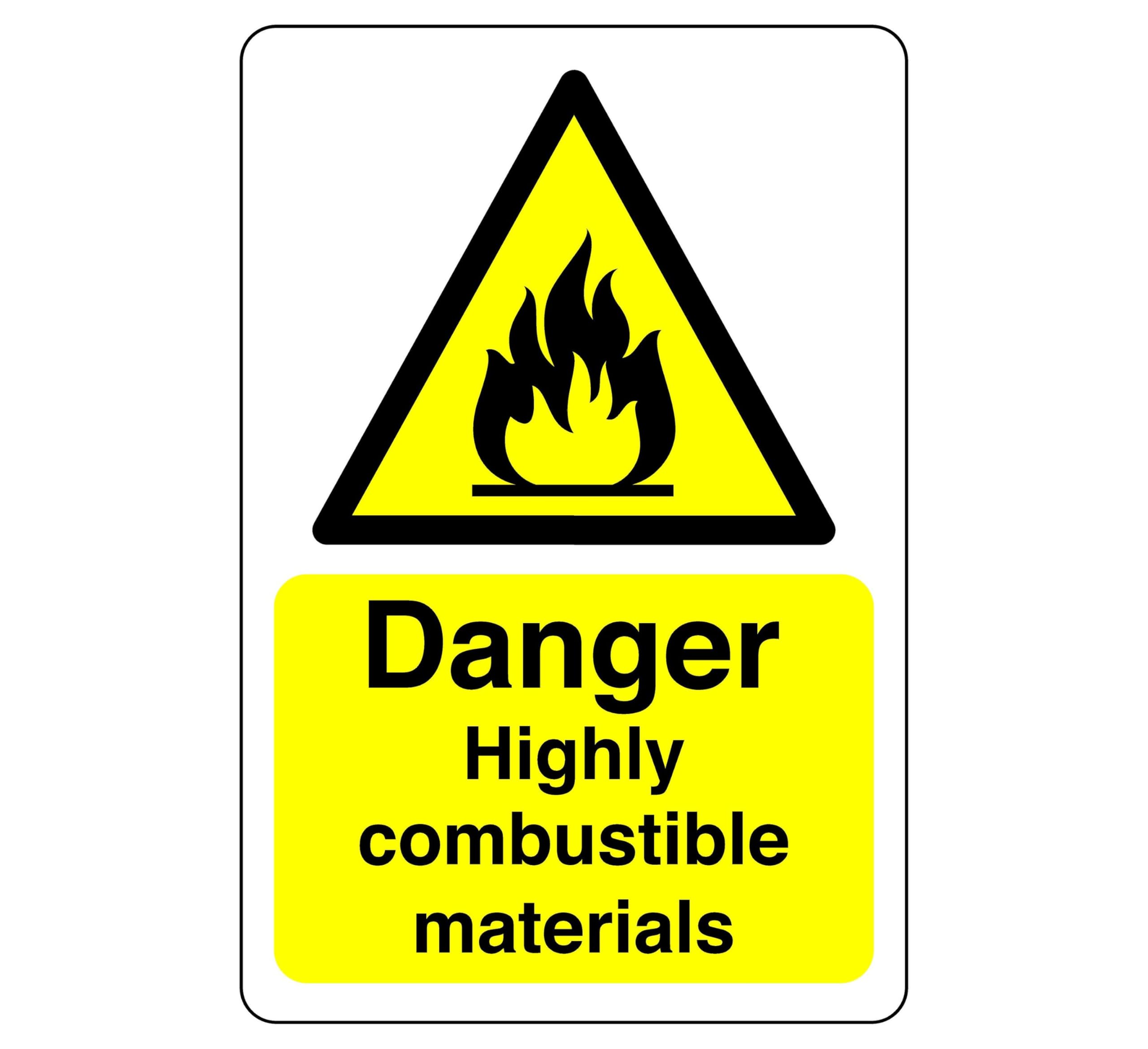 Safety First Display Ltd Red/Black Danger Highly Combustible Materials Sign - High Tack Self-Adhesive Sticker (300Mm X 200Mm) Viewing Distance Within 7M.