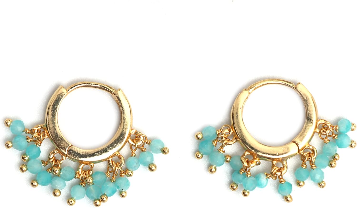 Gempires Natural Gemstone Beads Crystal Earrings Lightweight Elegant Handmde Jewelry Hypoallergenic Gold Plated Classic Design Huggie Earrings For Women