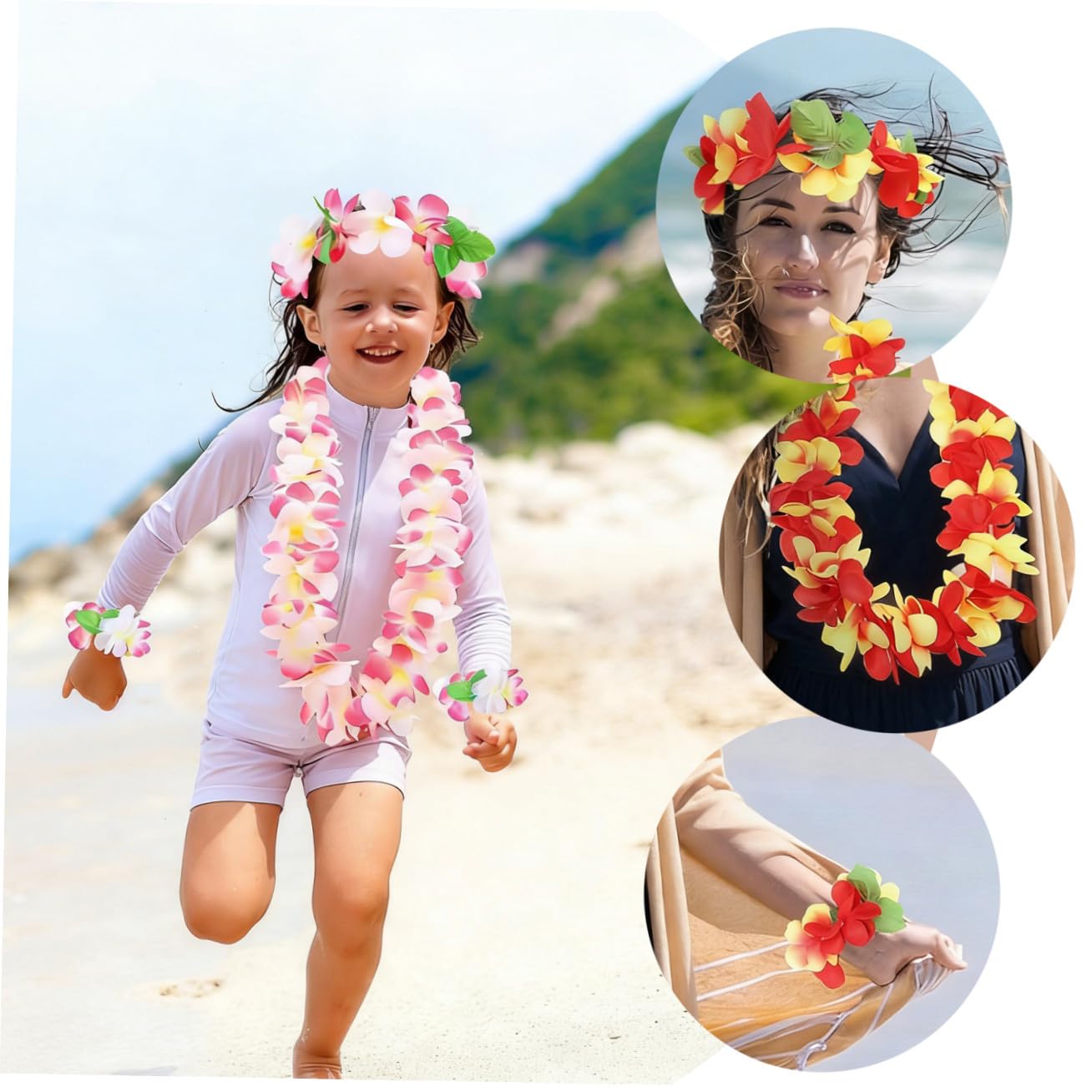 1 Set Ghirlande Hawaiane Collane Fasce e Bracciali per Feste Estive per Spiaggia e Decorazioni per Party Hawaiiani