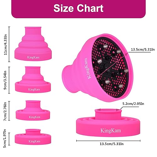 Miniatura 5 de Difusor de secador de pelo de silicona plegable, para viajes y fácil almacenamiento, ajuste de diámetro de boquilla D-1.575 pulgadas a 1.968