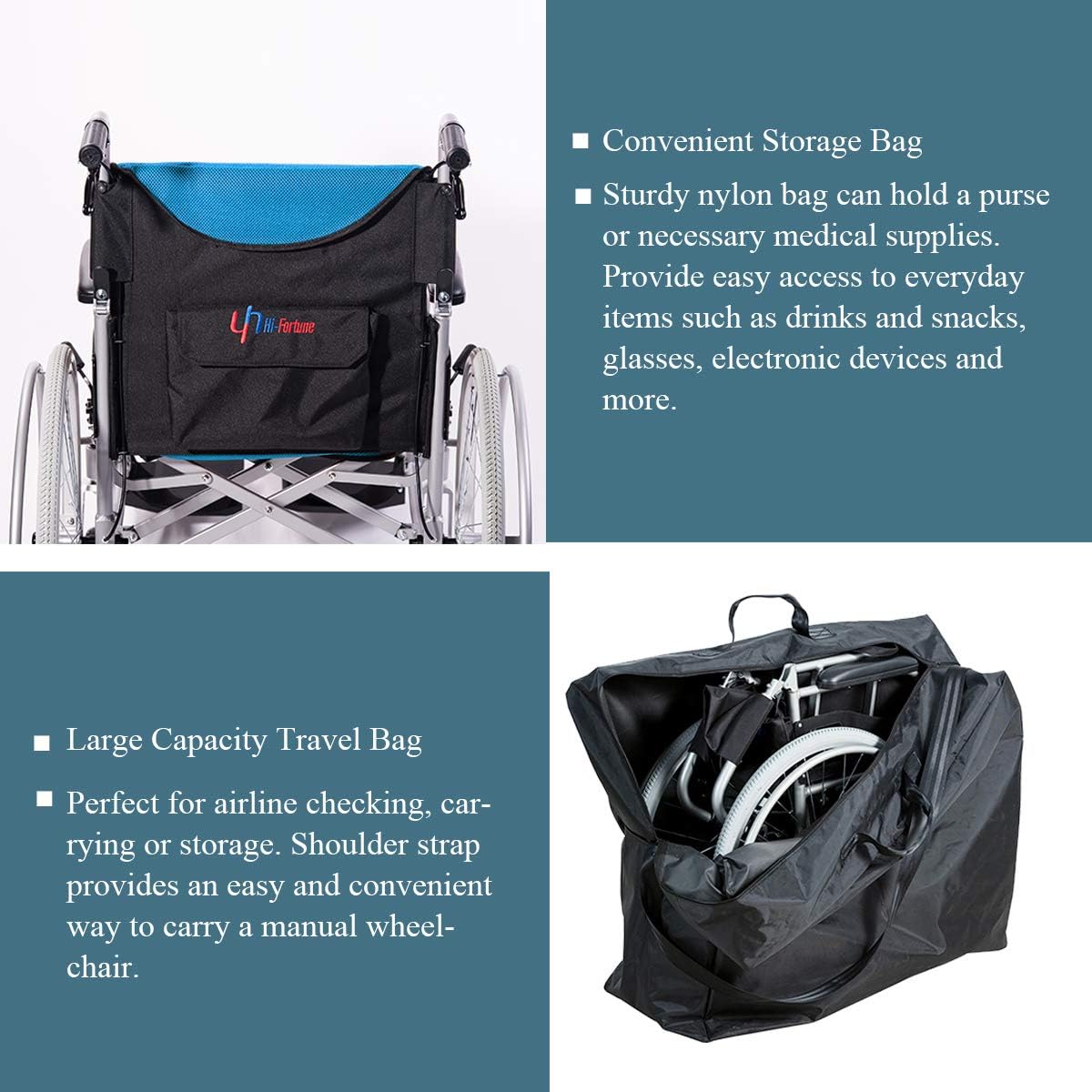 Hi-Fortune Magnesium Lightweight Foldable Wheelchair 21lbs Self-propelled Chair with Travel Bag and Cushion, Portable & Folding, Anti-Tipper Swing-Away Footrests, 17.5” Seat, Weight Capacity 220 lbs : Health & Household