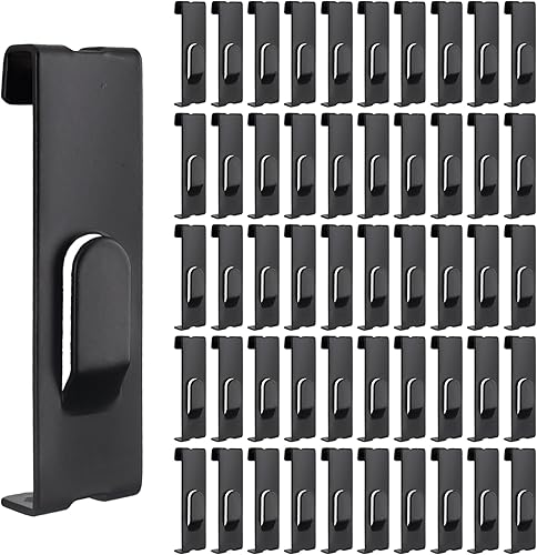 50 piezas de gancho de muesca para pared, colgador de cuadros de rejilla negra comercial para panel de pared de tablero de clavijas de rejilla para